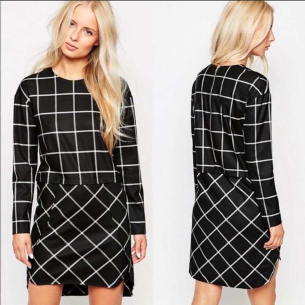 💜Anthro Grid Plaid Striped Dress💜